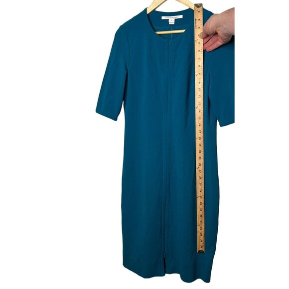 NEW! Diane von Furstenberg 12 Saturn Bodycon Stretch Jersey Dress Teal Blue - Picture 6 of 6